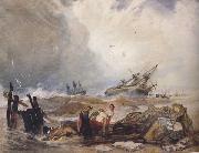 Lee Shore,with the Wreck of the Houghton Pictures (mk47) John sell cotman